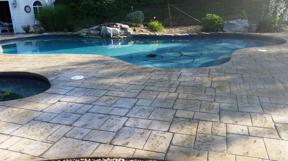 Sealed Stamped Concrete Patio with Armor AR350 Satin Sheen Sealer by Foundation Traditional