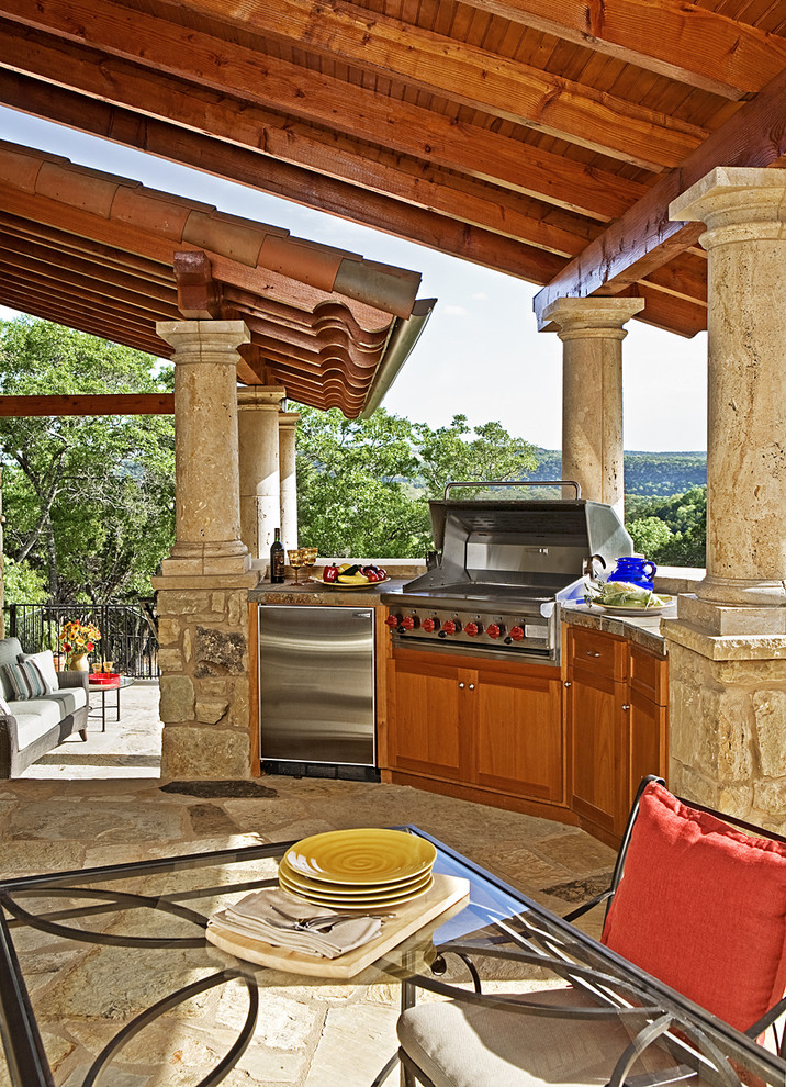 Classic patio in Austin with a bbq area.