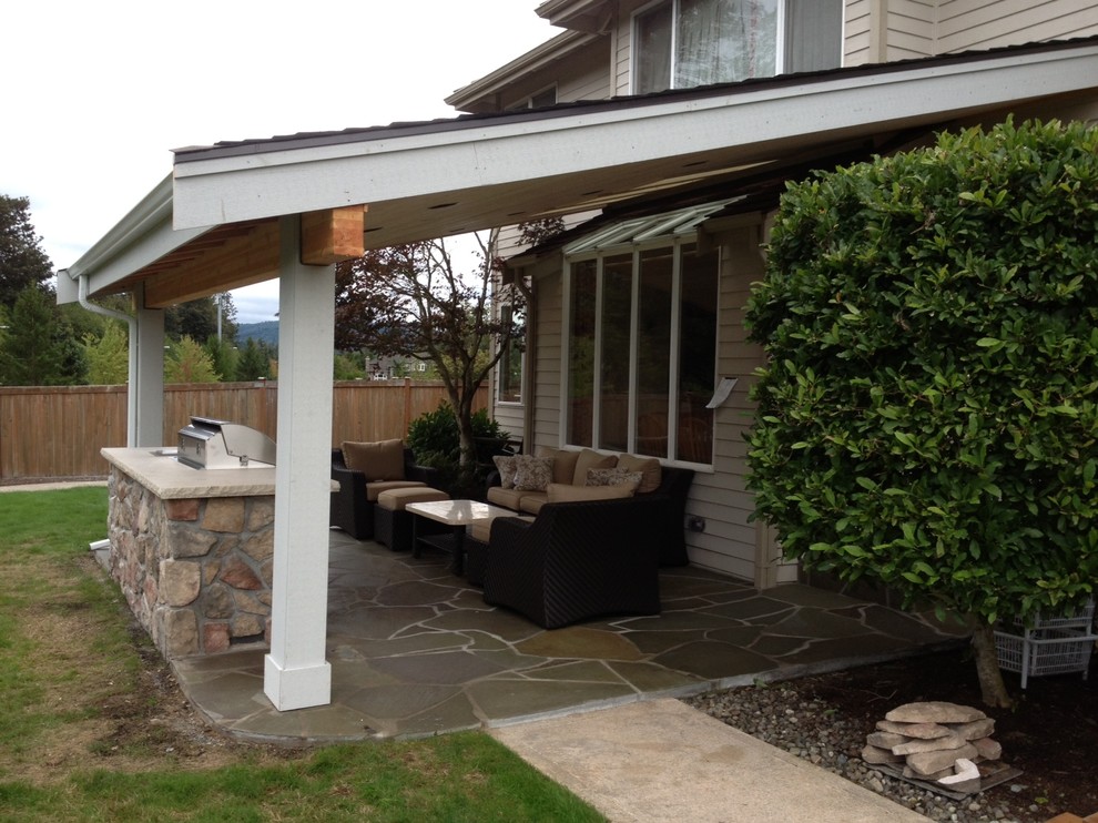 Shed Style Roof & BBQ Modern Patio Seattle by USI Custom