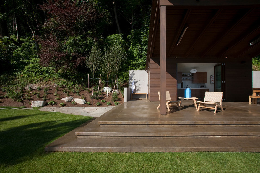 Inspiration for a contemporary patio in Seattle with a gazebo.
