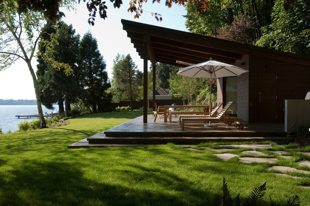 Design ideas for a contemporary patio in Seattle with a gazebo.