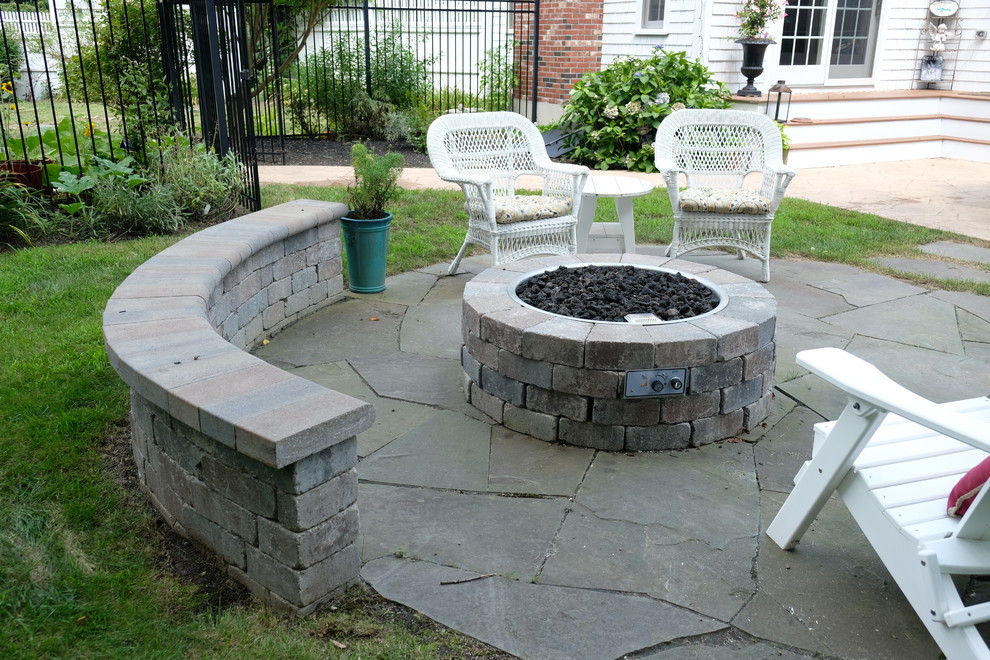 Simple Prefab Fire Pit & Bluestone Patio Hingham Contemporary