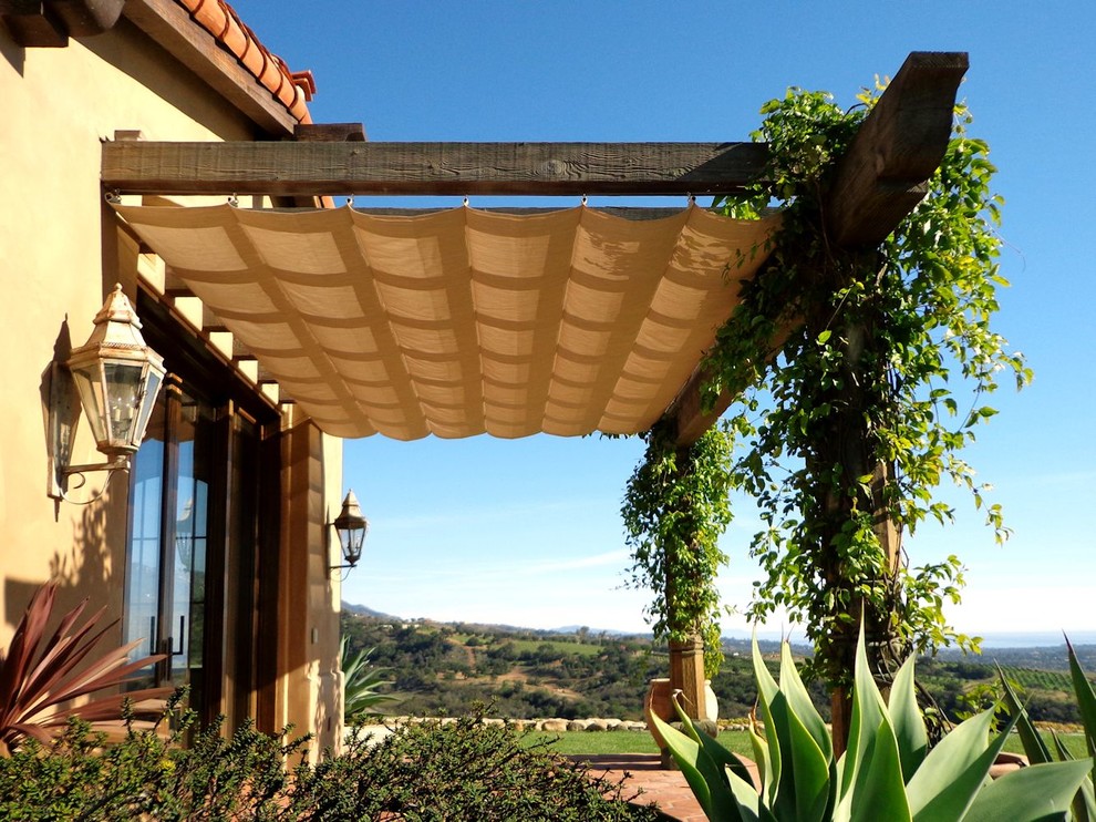 Slide Wire Patio Canopy Mediterranean Patio Los Angeles by