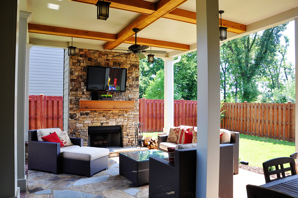 Smyrna Outdoor Living Room and Fireplace Traditional Patio