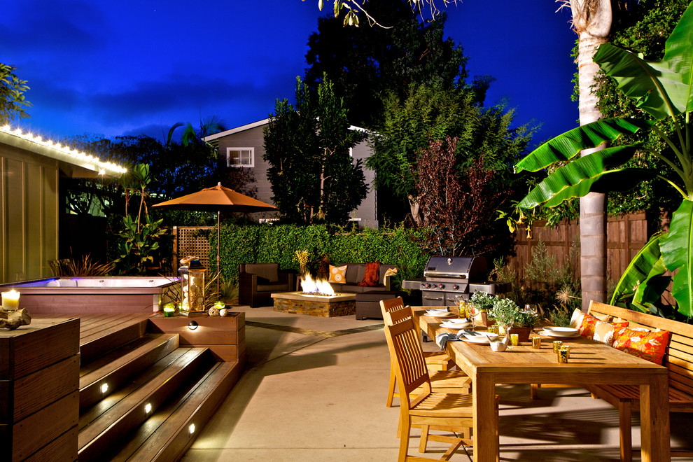Design ideas for a coastal patio in San Diego with a bbq area.