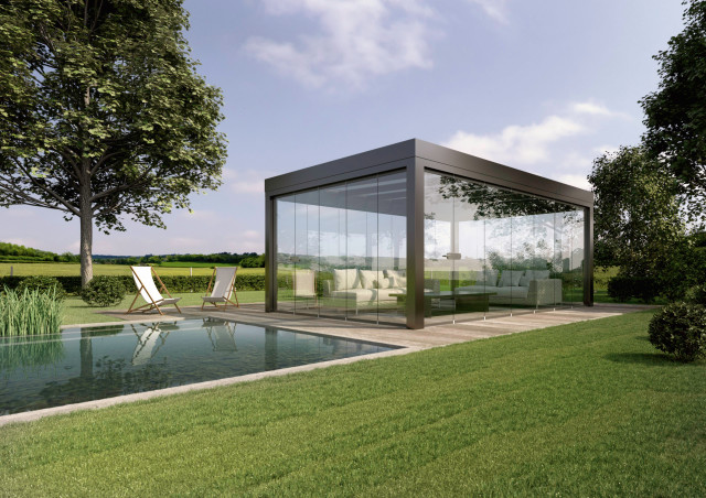 Solarlux Glass House /Glass Canopy Moderno Patio Hertfordshire