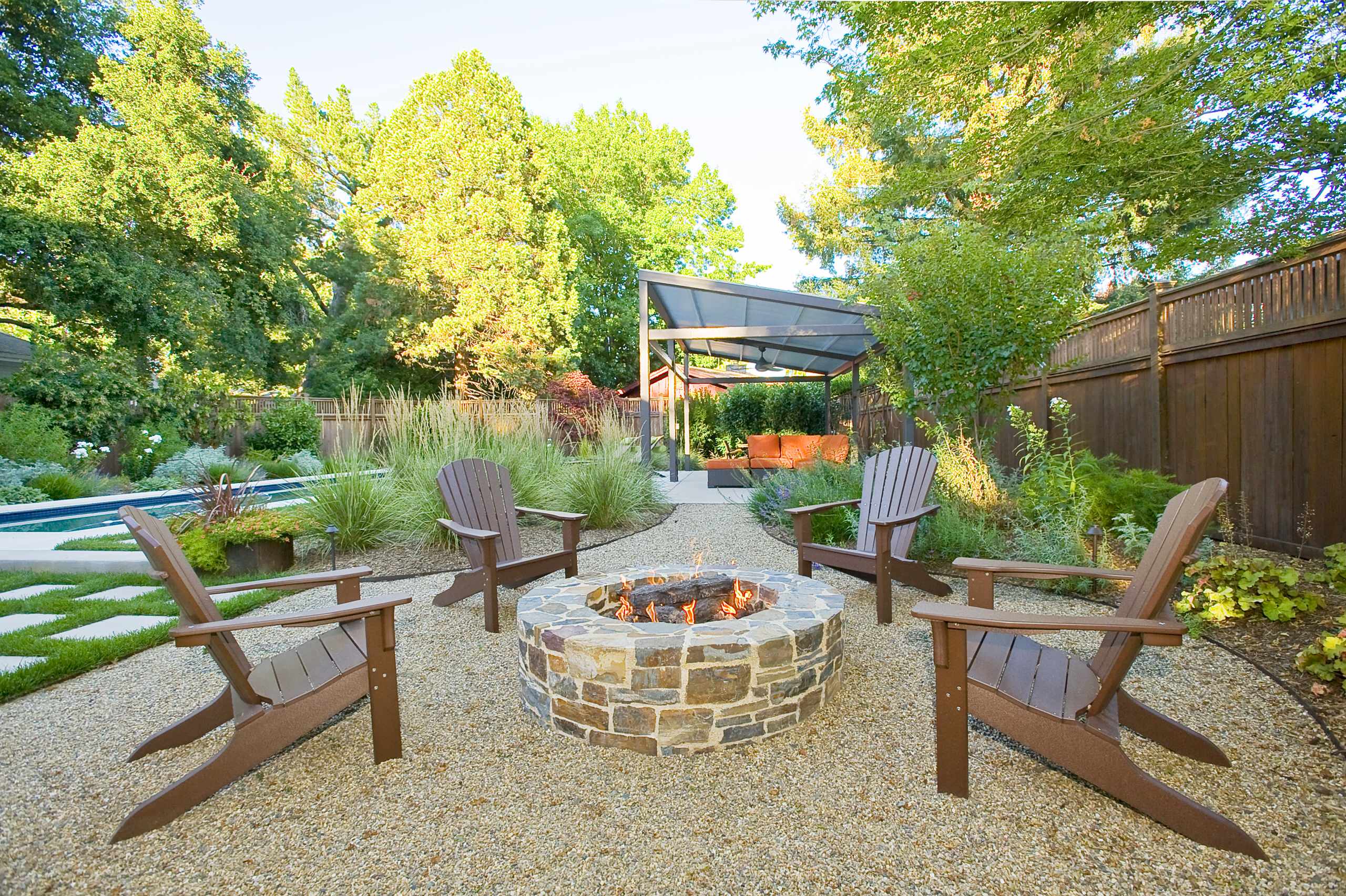 Pea Gravel Fire Pit Houzz, Fire Pit Area With Pea Gravel