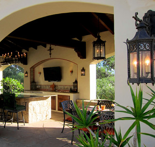 Spanish Pool Cabana with Outdoor Kitchen in Santa Barbara ...