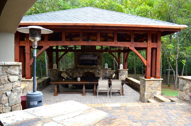 Stand Alone Timber Frame With Fireplace, Stand Alone Patio
