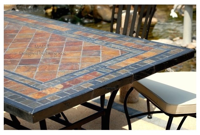 Stone Garden Patio Mosaic Slate Table 78 Maple Craftsman Los Angeles Di Living Roc Usa Houzz - Stone Garden Patio Mosaic Slate Table 78 Maple
