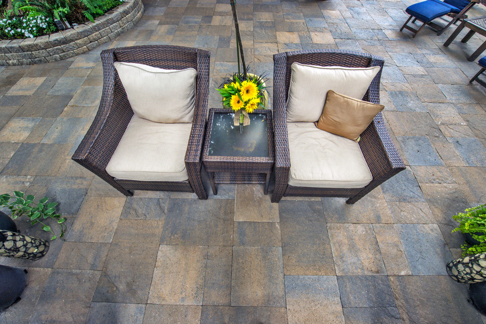 Stone Patio With Columbia Slate Modern Patio Seattle By Mutual Materials Houzz