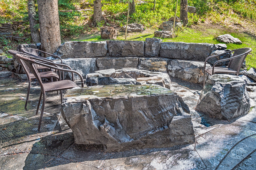 Stone Seating & Patio Furniture on Flagstone Patio Rustic Patio