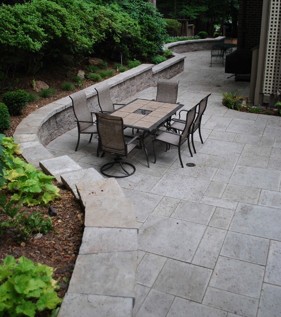 Stone Terraced Pool Deck, Patios, Fountains, Walls, Steps, Pergola Traditional Patio DC