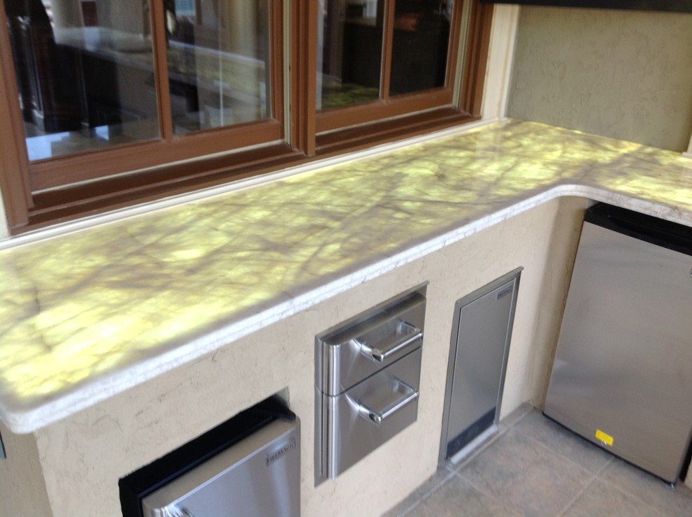 Stucco Outdoor Kitchen Mediterranean Patio New Orleans by