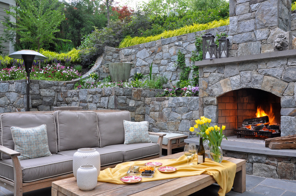 Patio - traditional patio idea in DC Metro with a fire pit