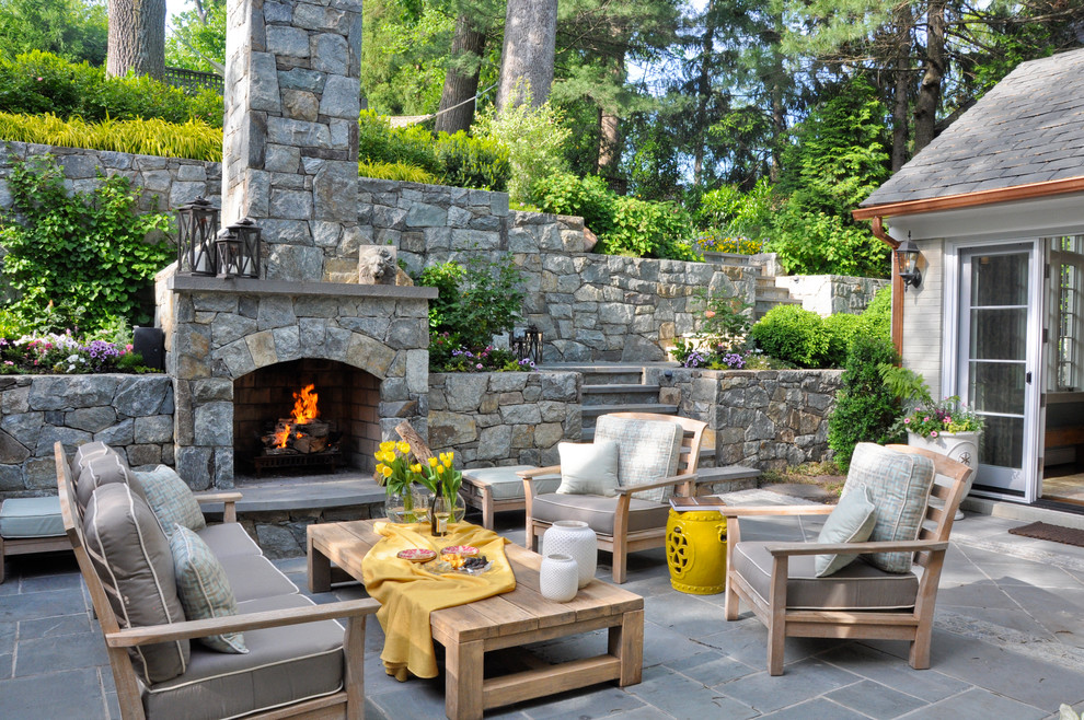 Example of a classic patio design in DC Metro with a fire pit