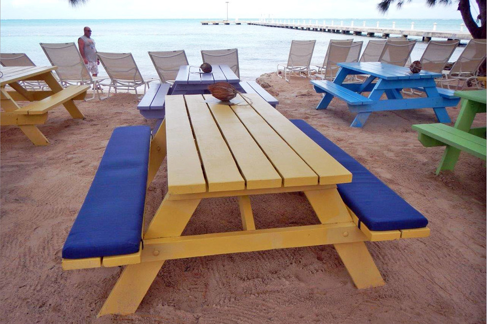 Sunbrella Rain Bench Cushions Add Playful Vibe To Beach Picnic Tables Style Patio Miami By Lane Houzz - Picnic Table Seat Cushions