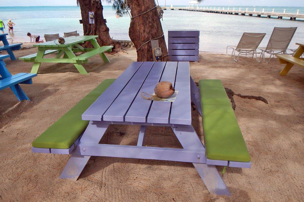 Sunbrella Rain Bench Cushions Add Playful Vibe To Beach Picnic Tables Style Patio Miami By Lane Houzz - Picnic Table Seat Cushions
