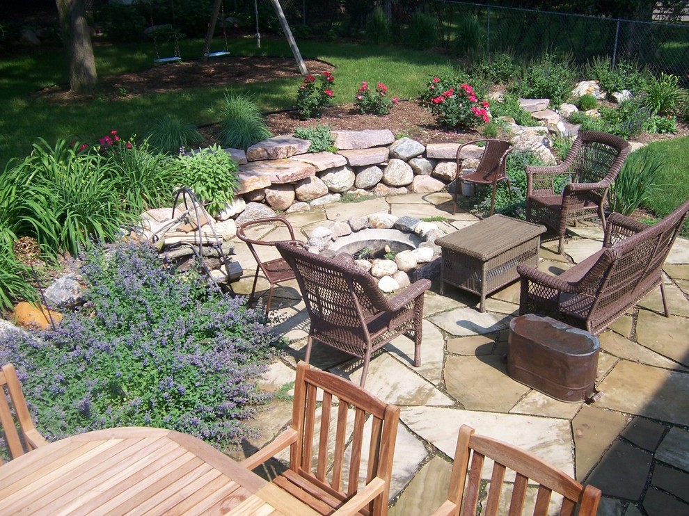 Sunken Boulder Fire Pit Traditional Patio Other By Oakridge Nursery Landscaping