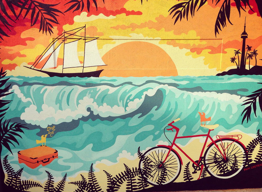 Sunset Beach Mural Costero Patio Toronto de Pam Lostracco Houzz