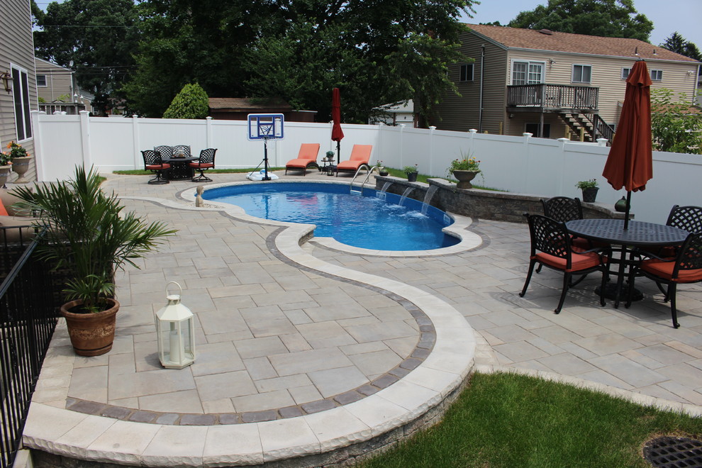 Swimming Pool Patio & Waterfall in Massapequa, NY Patio New York