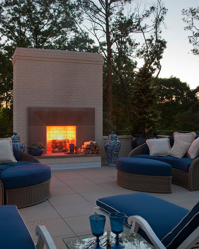 Example of a trendy patio design in Atlanta with a fire pit