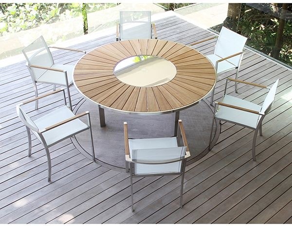Teak Dining Table With Lazy Susan, Round Patio Dining Table With Lazy Susan