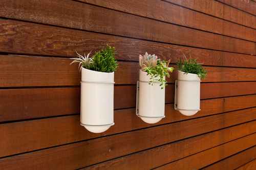 PVC planters on patio wall