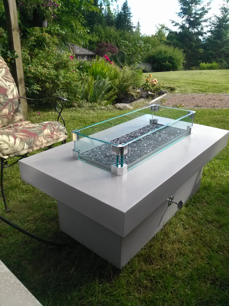 The Linear Fire Table with Glass Surround Contemporary Patio
