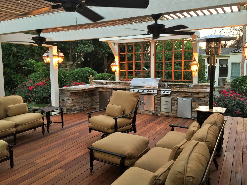 "The Peninsula" Custom Teak Deck, Pergolas, Outdoor Kitchen & Firepit