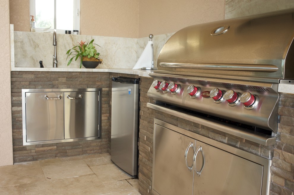 Traditional Naples Outdoor Kitchen Contemporary Patio Miami by