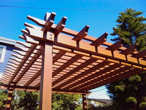 Inspiration for a medium sized traditional back patio in Los Angeles with a potted garden and a pergola.