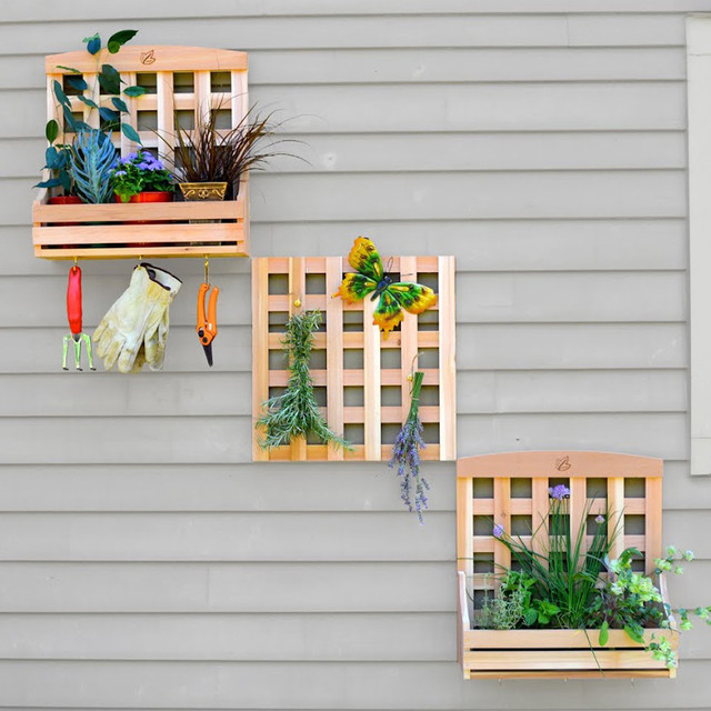 Trellis Caddy Set with Lattice Traditional Patio Other by