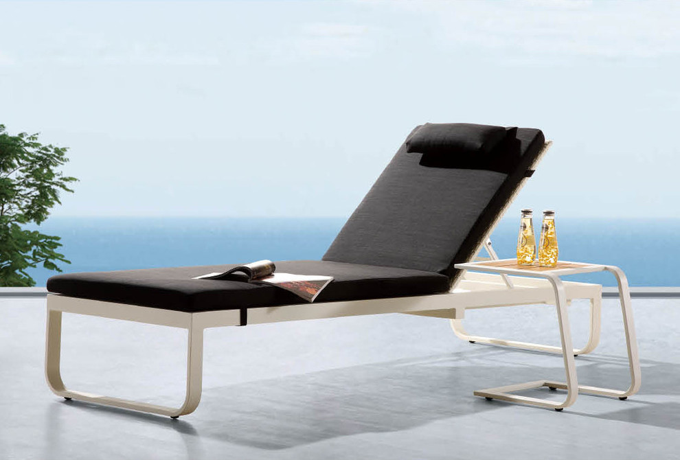 Tunis Chaise Lounge with Side Table Contemporary Patio San Diego