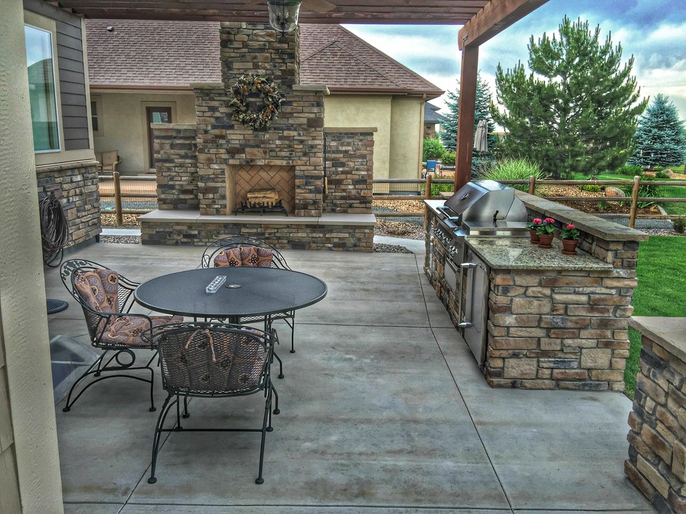 Twin Eagles Outdoor Kitchen and Outdoor Fireplace Traditional Patio