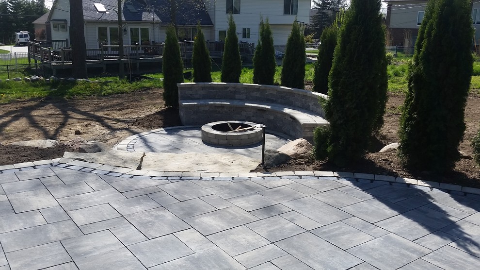 Unilock Bristol Valley Two Tiered Patio Modern Patio Detroit by