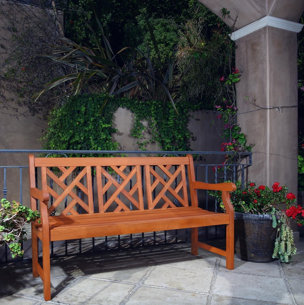 Vifah Spring Collection - Outdoor FSC Eucalyptus Bench - Craftsman - Patio - Sacramento - by Vifah