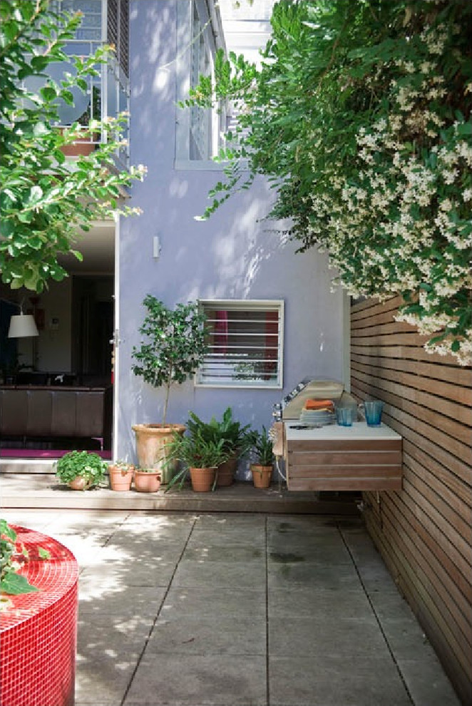 Idee per un patio o portico eclettico con nessuna copertura