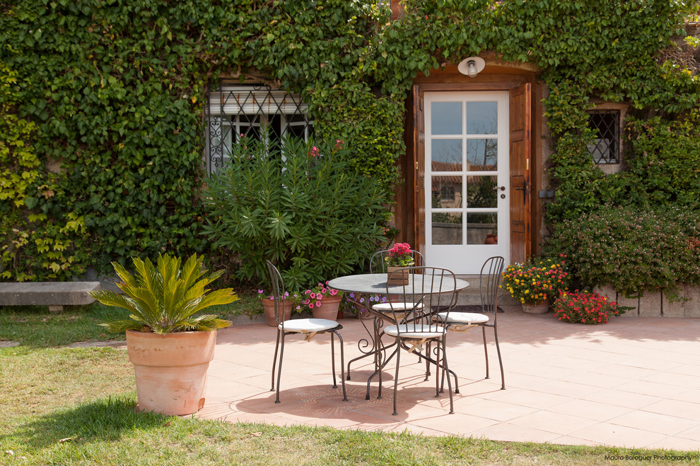 Идея дизайна: двор в средиземноморском стиле с вертикальным садом без защиты от солнца