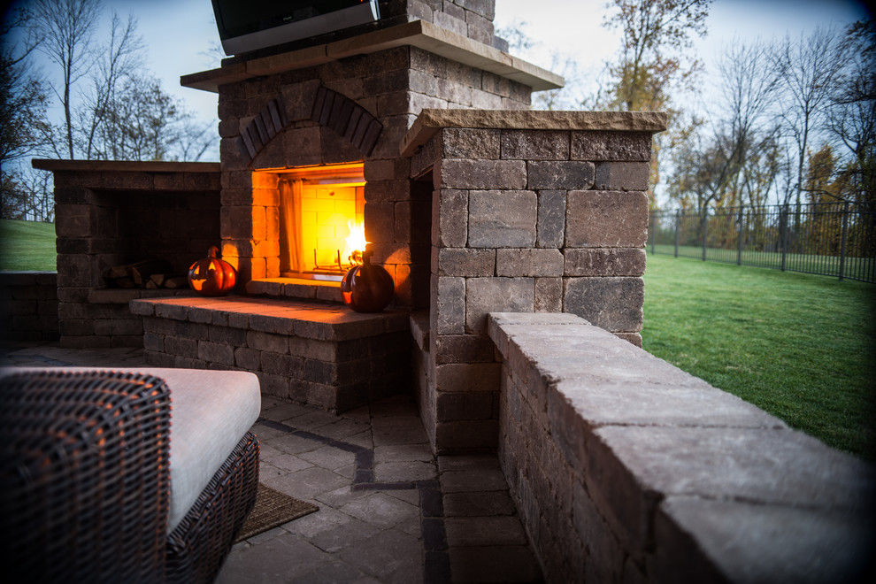 Warming Outdoor Fireplace & Fire Pit Retreats Traditional Patio