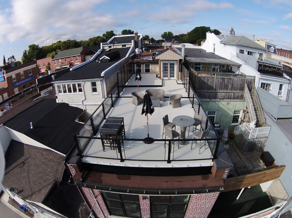 Waterproof Aluminum Decking and Glass Railing Arts & Crafts Patio