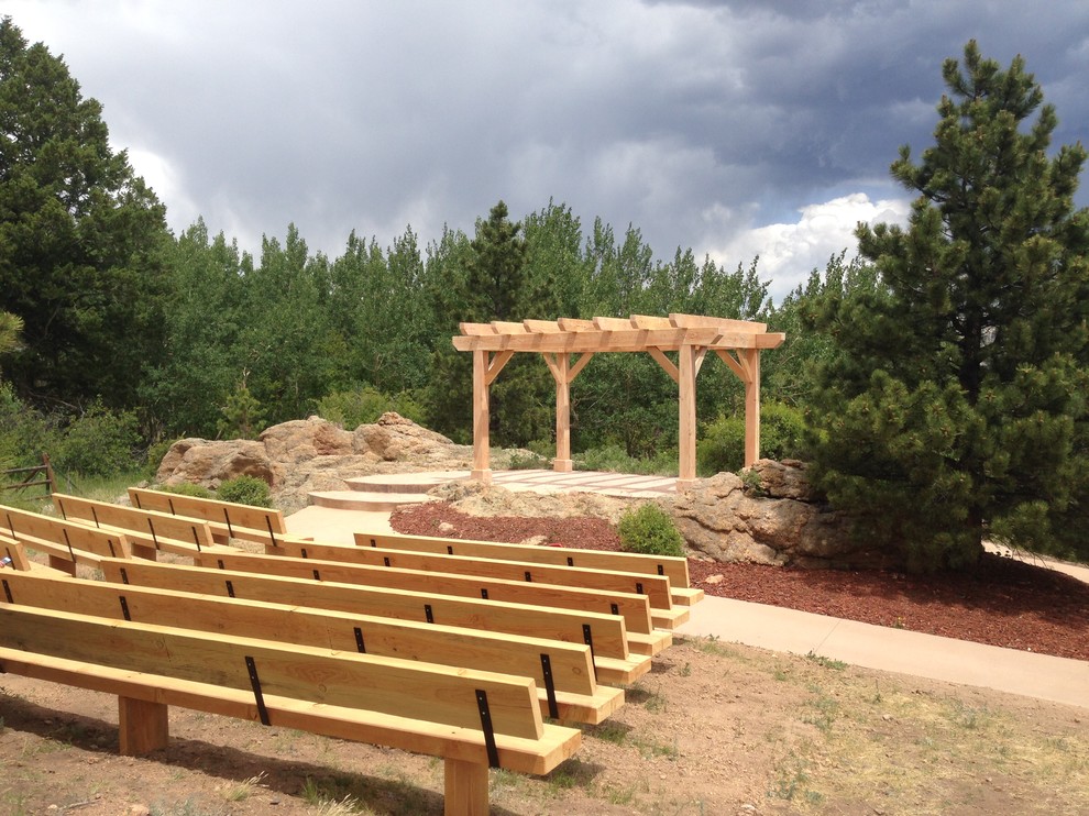 Wedding Ceremony Pergola and Seating Rustic Patio Denver by