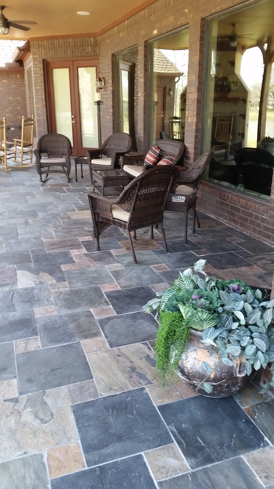 Weston Lakes Custom Home Rustic Patio Houston by Valley Wood