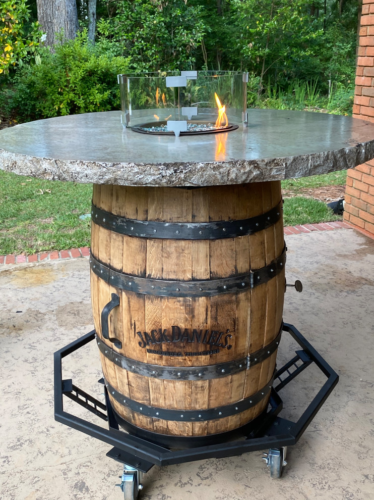 Whiskey Barrel Fire Table Shabby Chic, Whiskey Barrel Gas Fire Pit