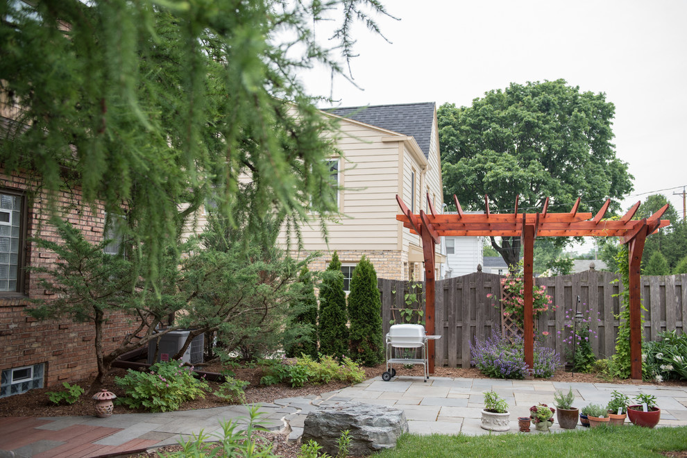 Example of a small eclectic backyard stone patio vertical garden design in Milwaukee