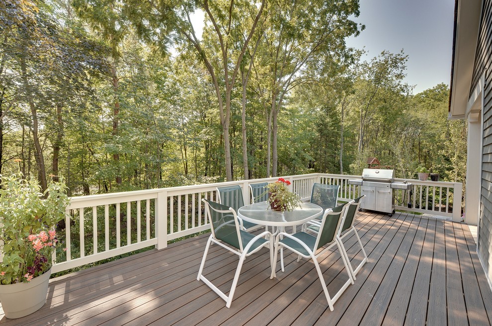 Design ideas for a traditional back patio in Minneapolis with decking and no cover.