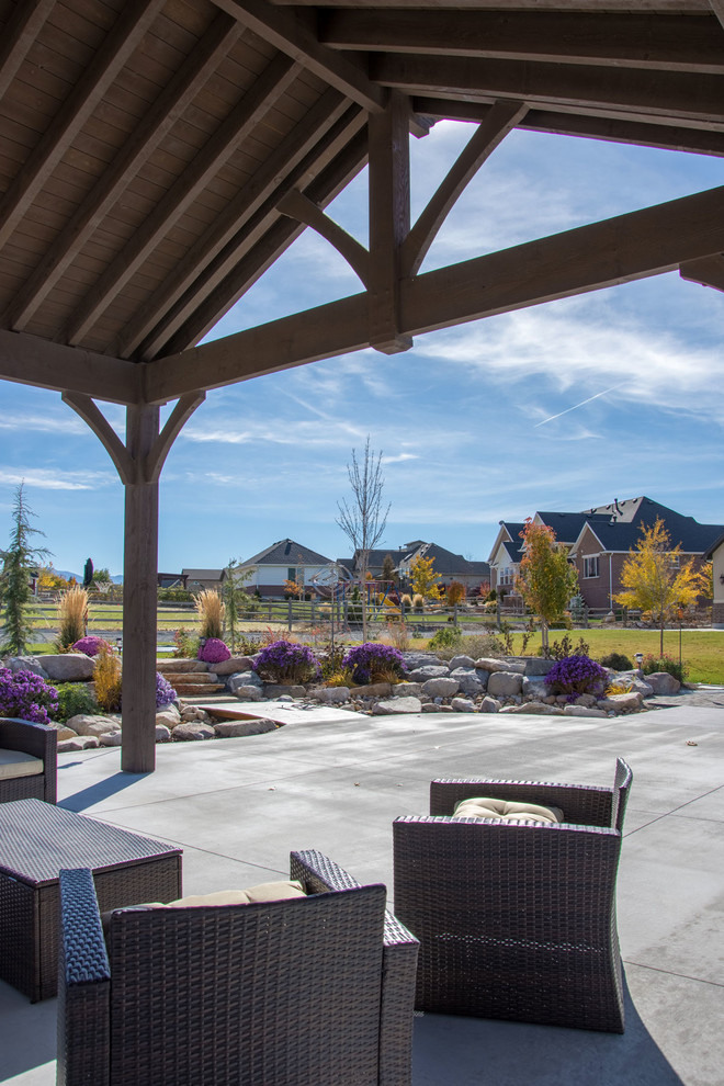 Xeriscape With Pergola Pavilion for Desert Shade Contemporary Patio