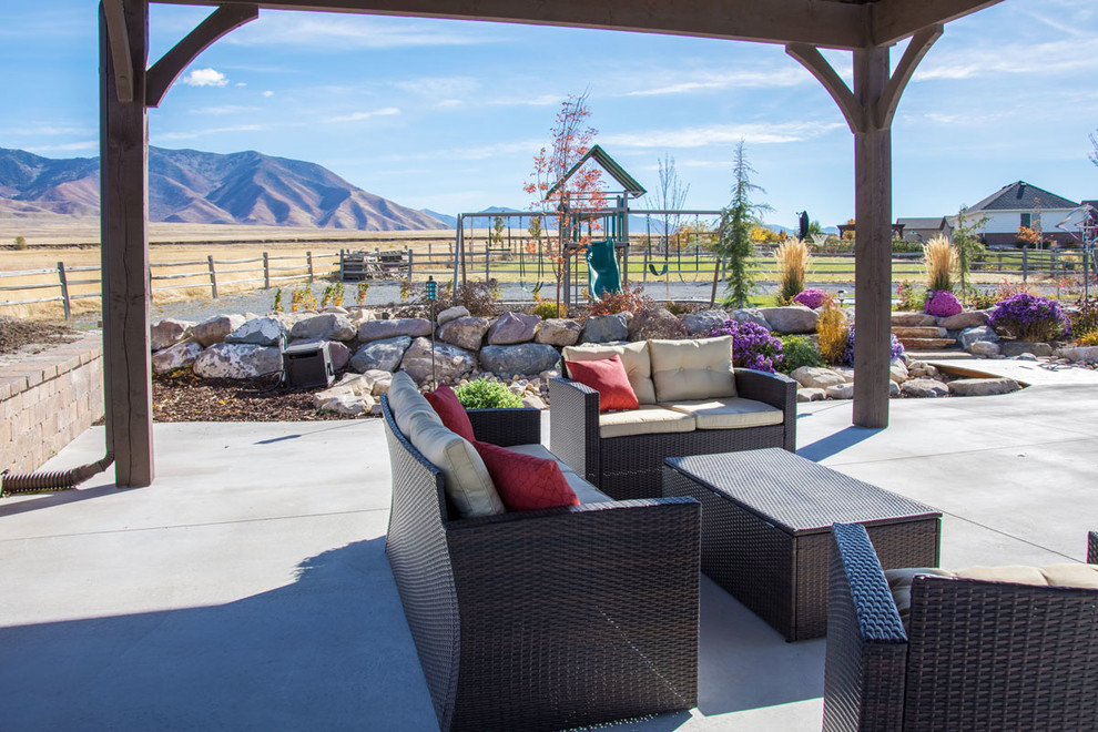Xeriscape With Pergola Pavilion for Desert Shade Contemporary Patio
