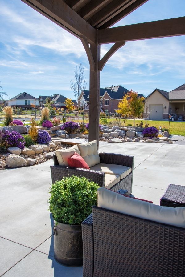 Xeriscape With Pergola Pavilion for Desert Shade Contemporary Patio
