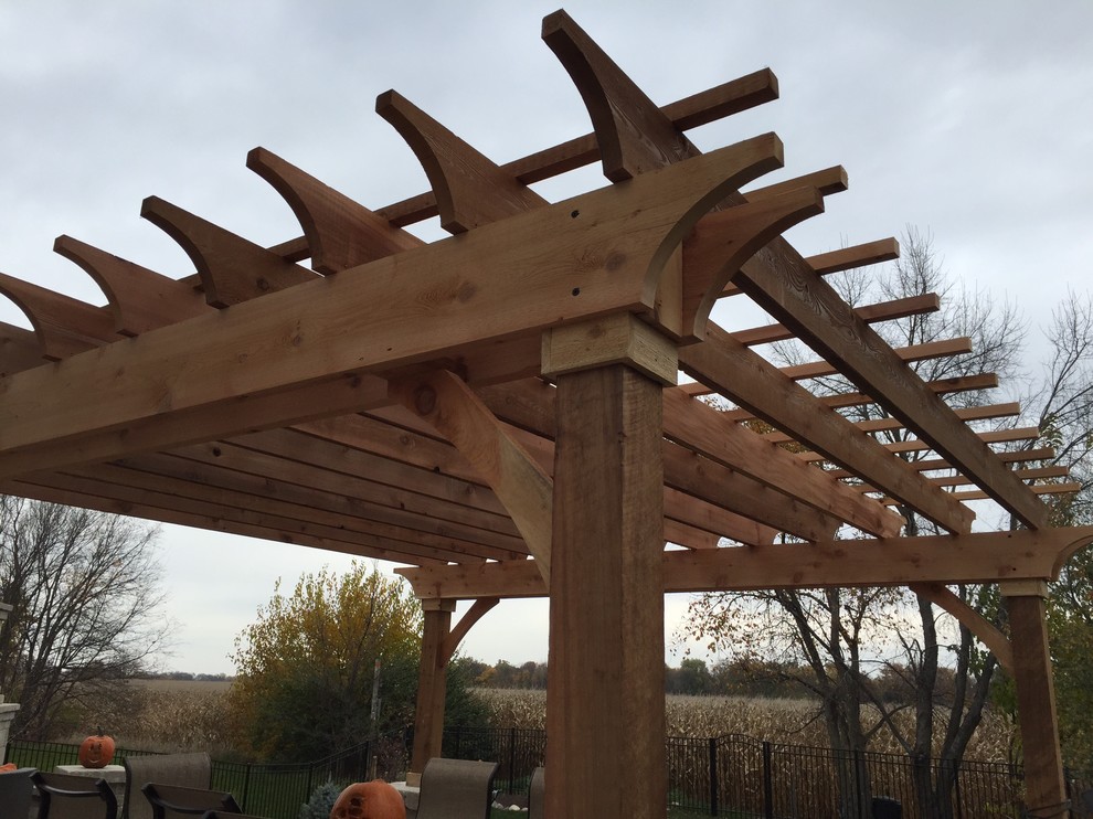 Yorkville Outdoor Living Area with Pergola & Fireplace Traditional